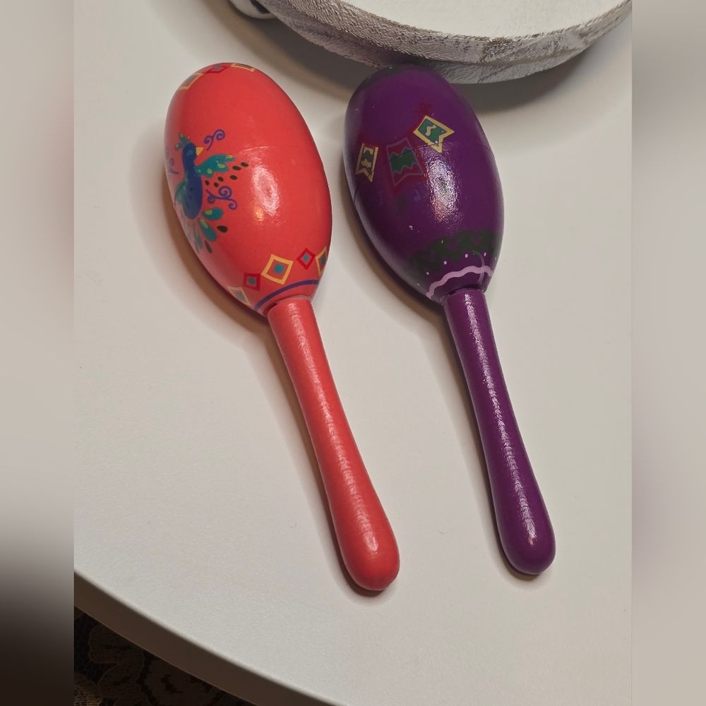 Wooden Colorful Small Maracas [ 2 ] ~Read Details